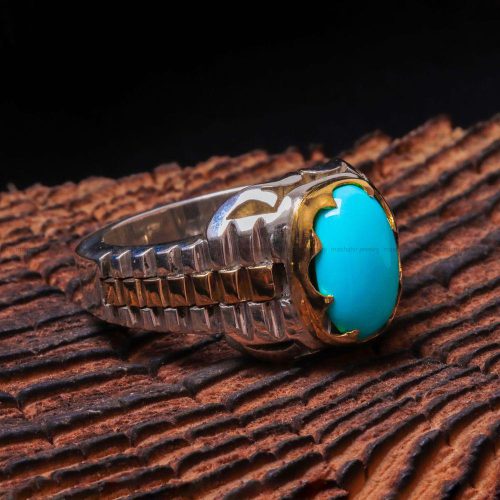 Ajami turquoise ring for men