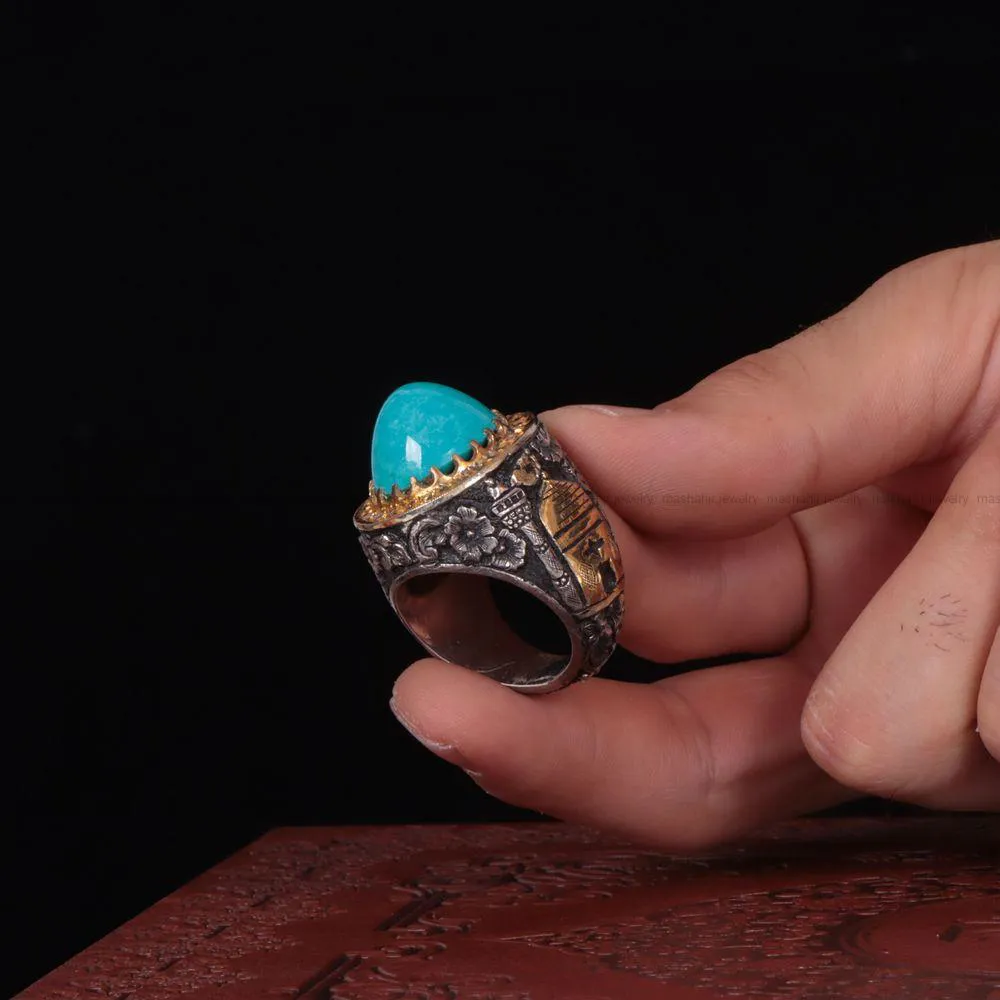 انگشتر فيروزه عجمی مردانه کد 953