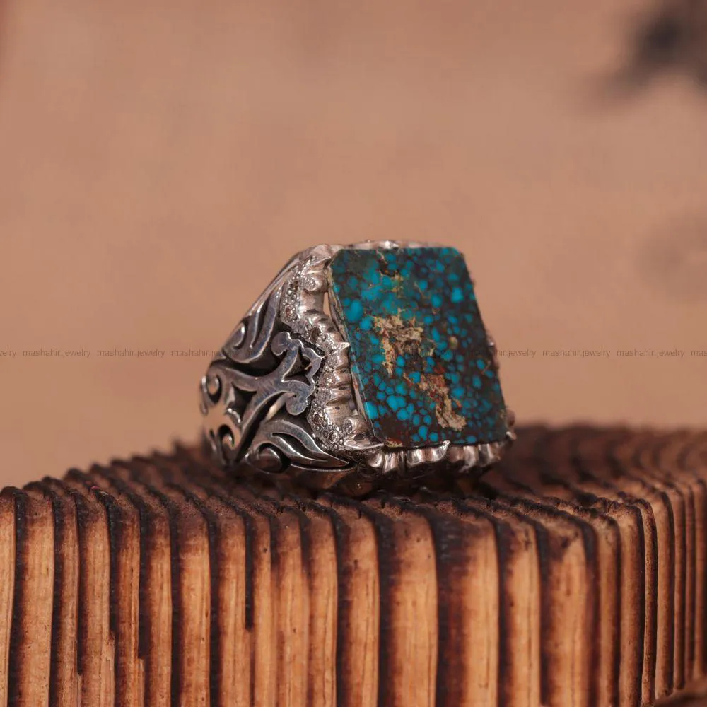 انگشتر فيروزه شجری مردانه کد 973