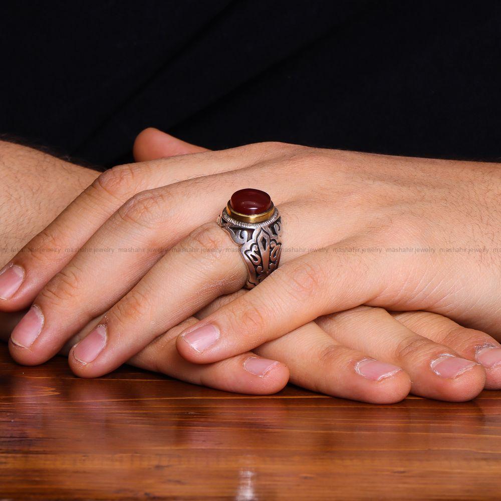 انگشتر عقیق یمن مردانه کد 140