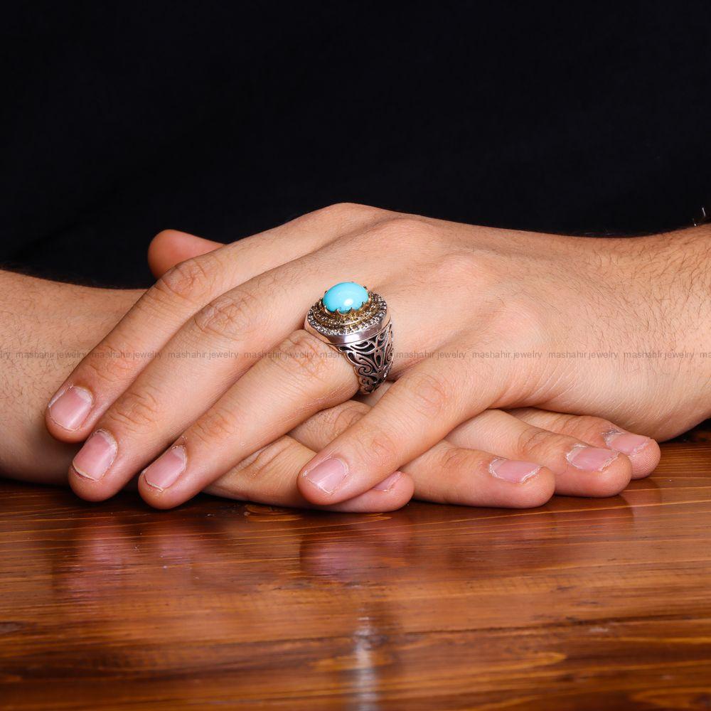 انگشتر فیروزه عجمی مردانه کد 567
