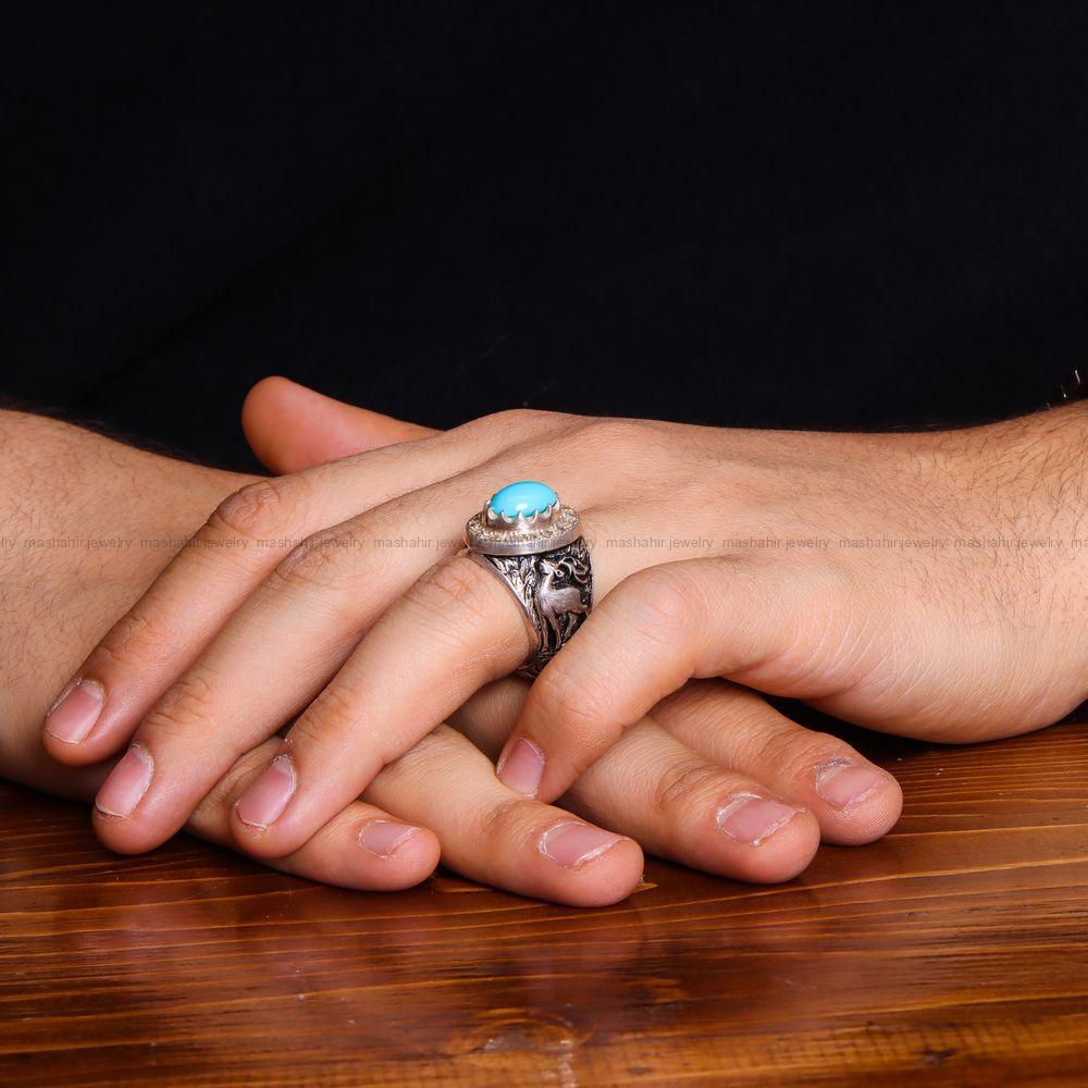 انگشتر فیروزه عجمی مردانه کد 580