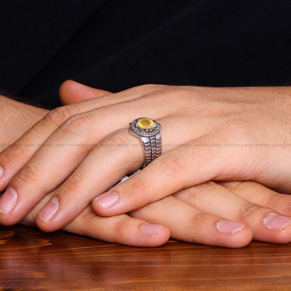 انگشتر یاقوت زرد مردانه کد 761