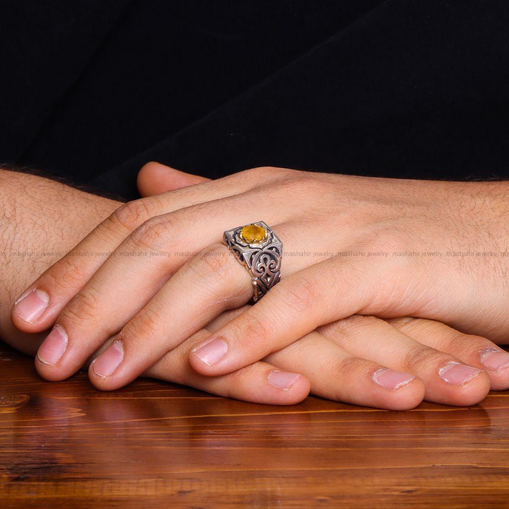 انگشتر یاقوت زرد مردانه کد 778