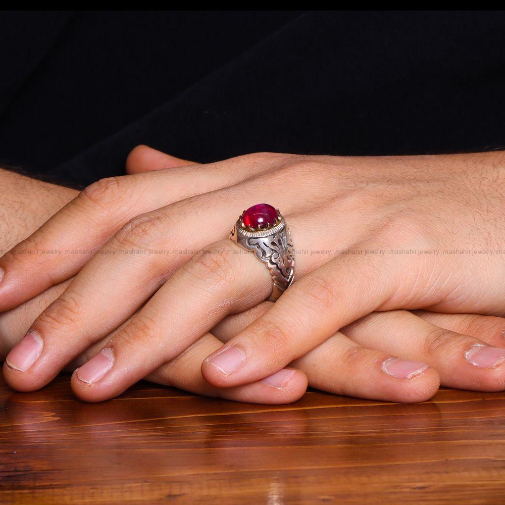 انگشتر ياقوت استار قرمز مردانه کد 782