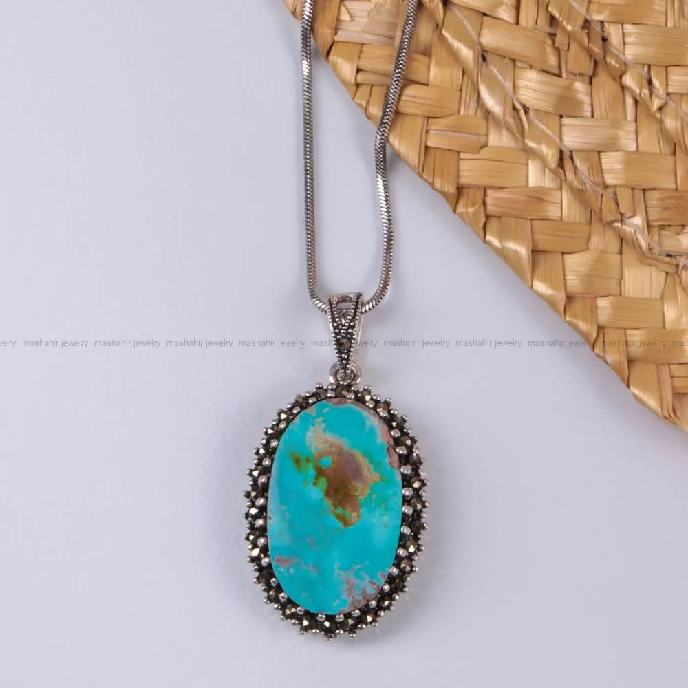 گردنبند فیروزه زنانه کد 409