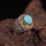 انگشتر فيروزه عجمی مردانه کد 1004