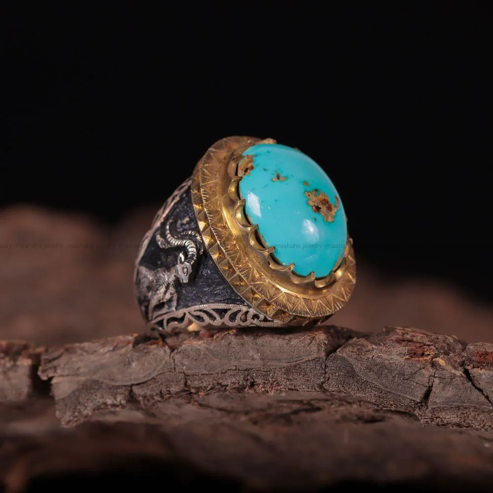 انگشتر فيروزه شجری مردانه کد 1010