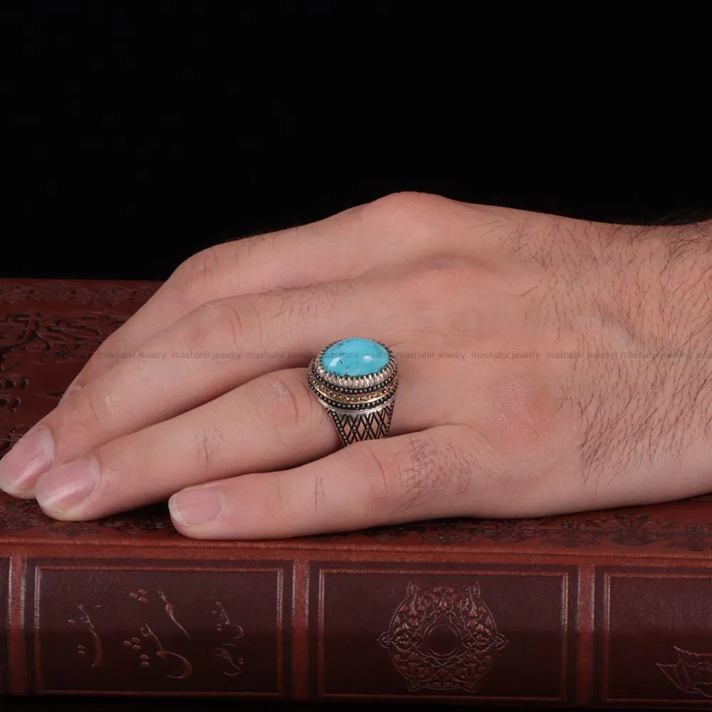 انگشتر فيروزه شجری مردانه کد 1019
