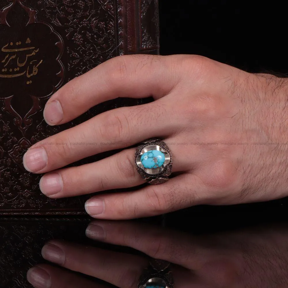 انگشتر فيروزه شجری مردانه کد 1037