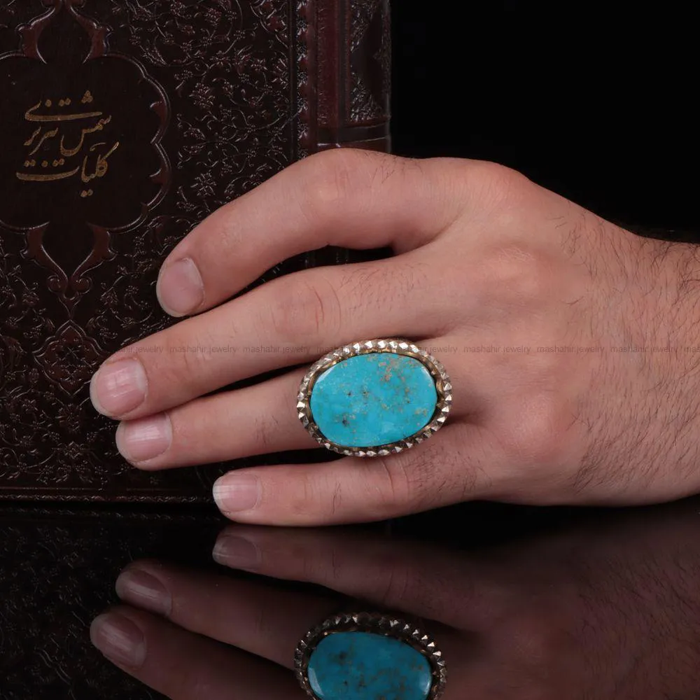 انگشتر فيروزه عجمی مردانه کد 1048