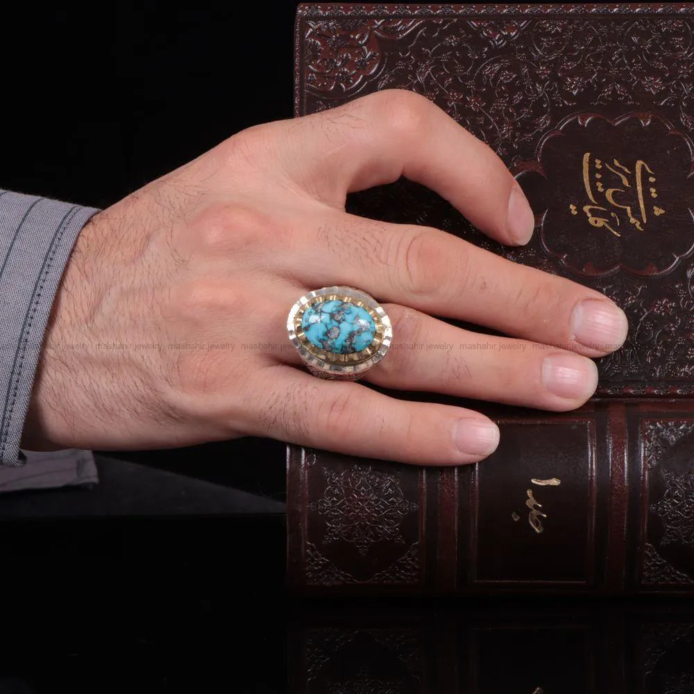 انگشتر فيروزه شجری مردانه کد 1071