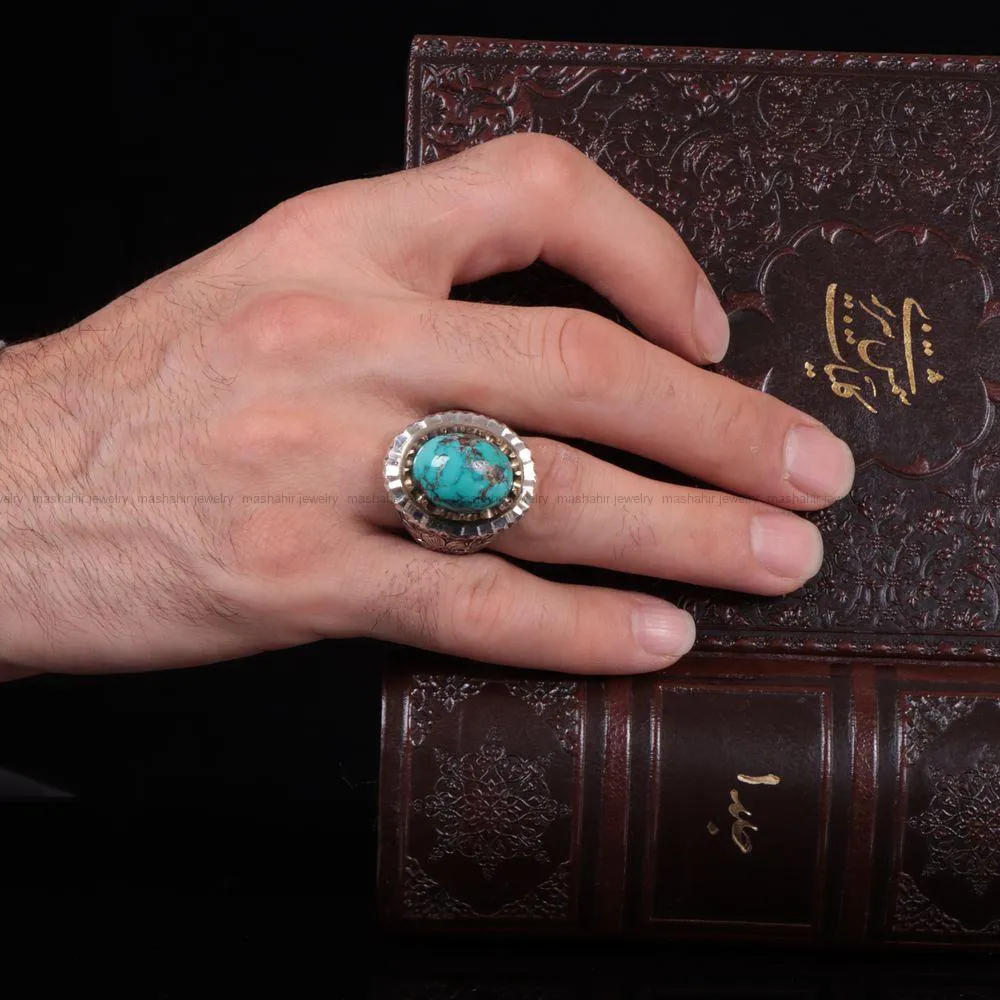 انگشتر فيروزه شجری مردانه کد 1072