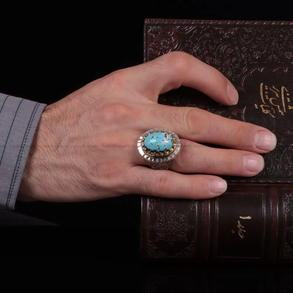 انگشتر فيروزه شجری مردانه کد 1078