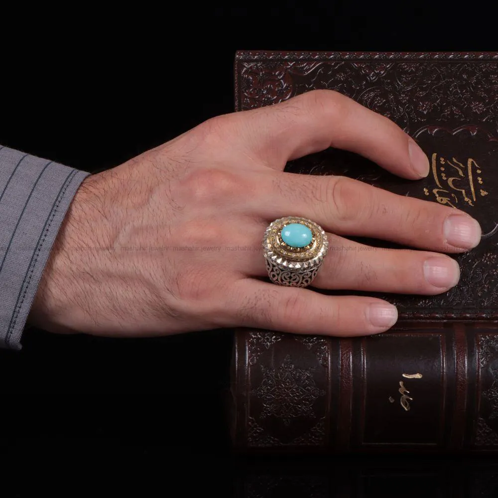 انگشتر فيروزه شجری مردانه کد 1079