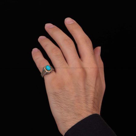 انگشتر فیروزه عجمی مردانه کد 1108