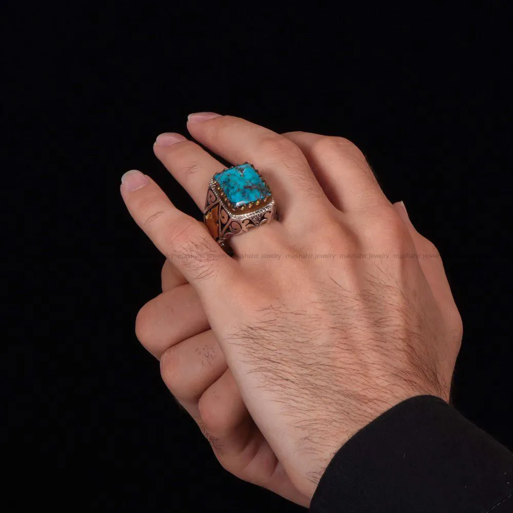 انگشتر فیروزه شجری مردانه کد 1130