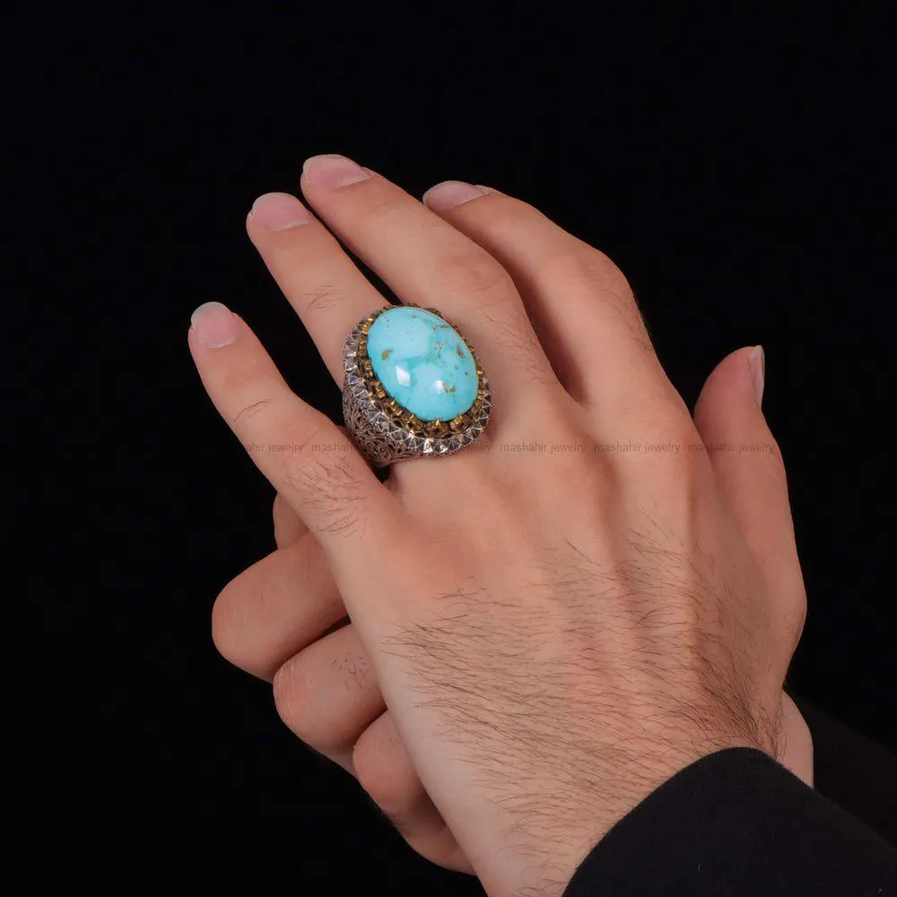 انگشتر فیروزه شجری مردانه کد 1132