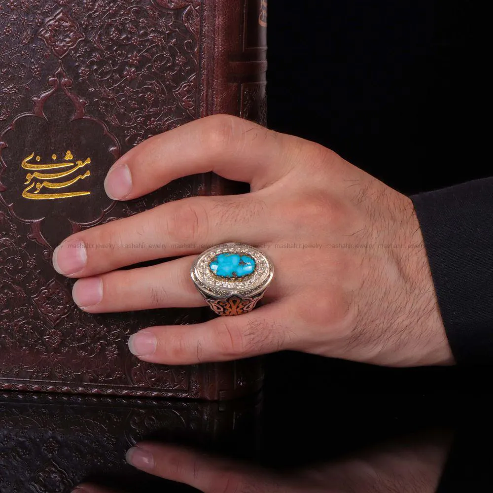 انگشتر فیروزه شجری مردانه کد 1135
