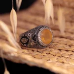 انگشتر یاقوت زرد مردانه کد 1228