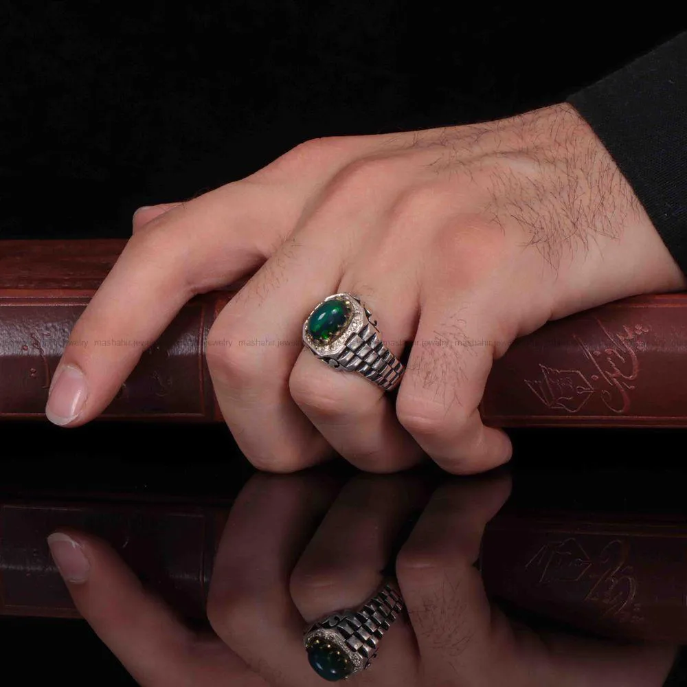 انگشتر اوپال مردانه کد 1243