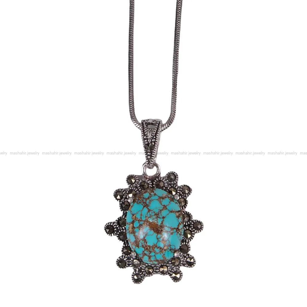 گردنبند فیروزه زنانه کد 417