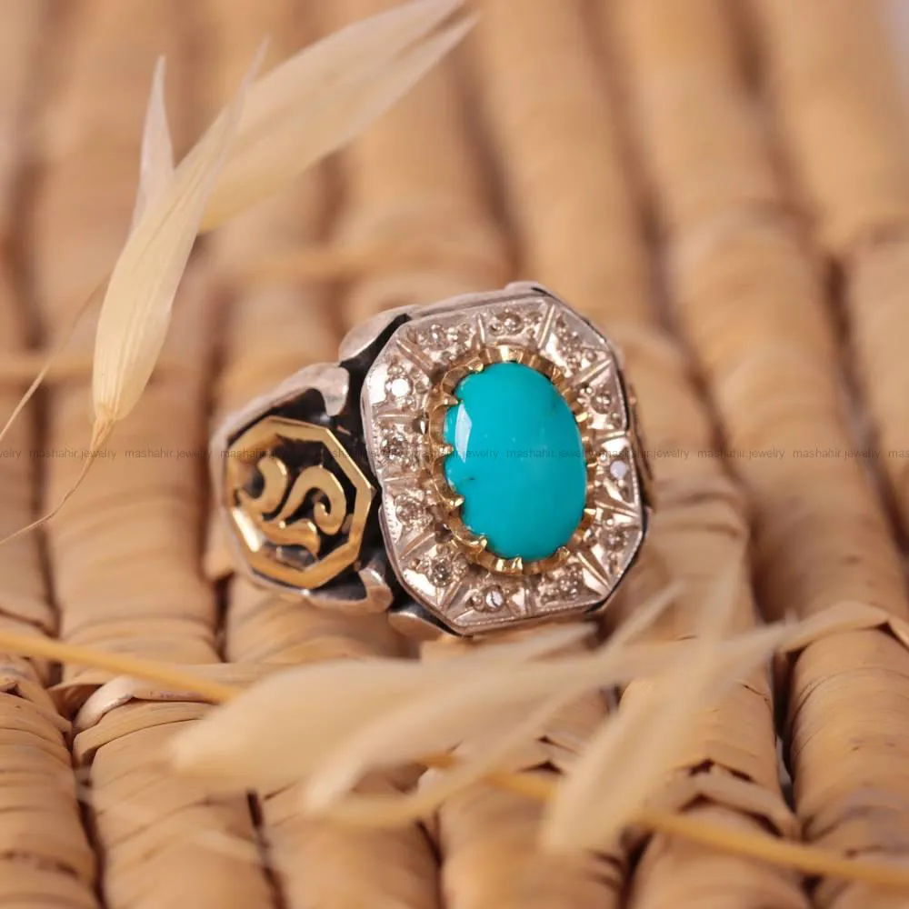 انگشتر فيروزه عجمی مردانه کد 453