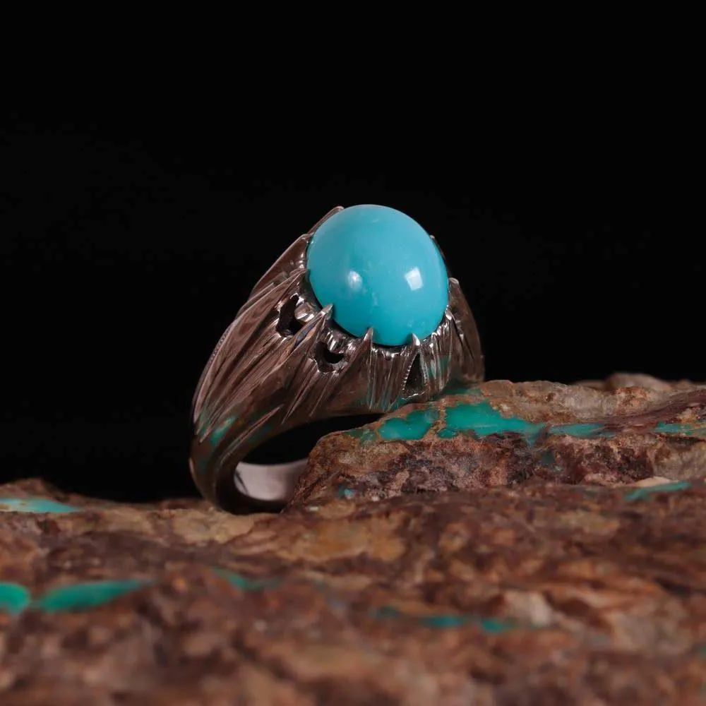 انگشتر فيروزه عجمی مردانه کد 469