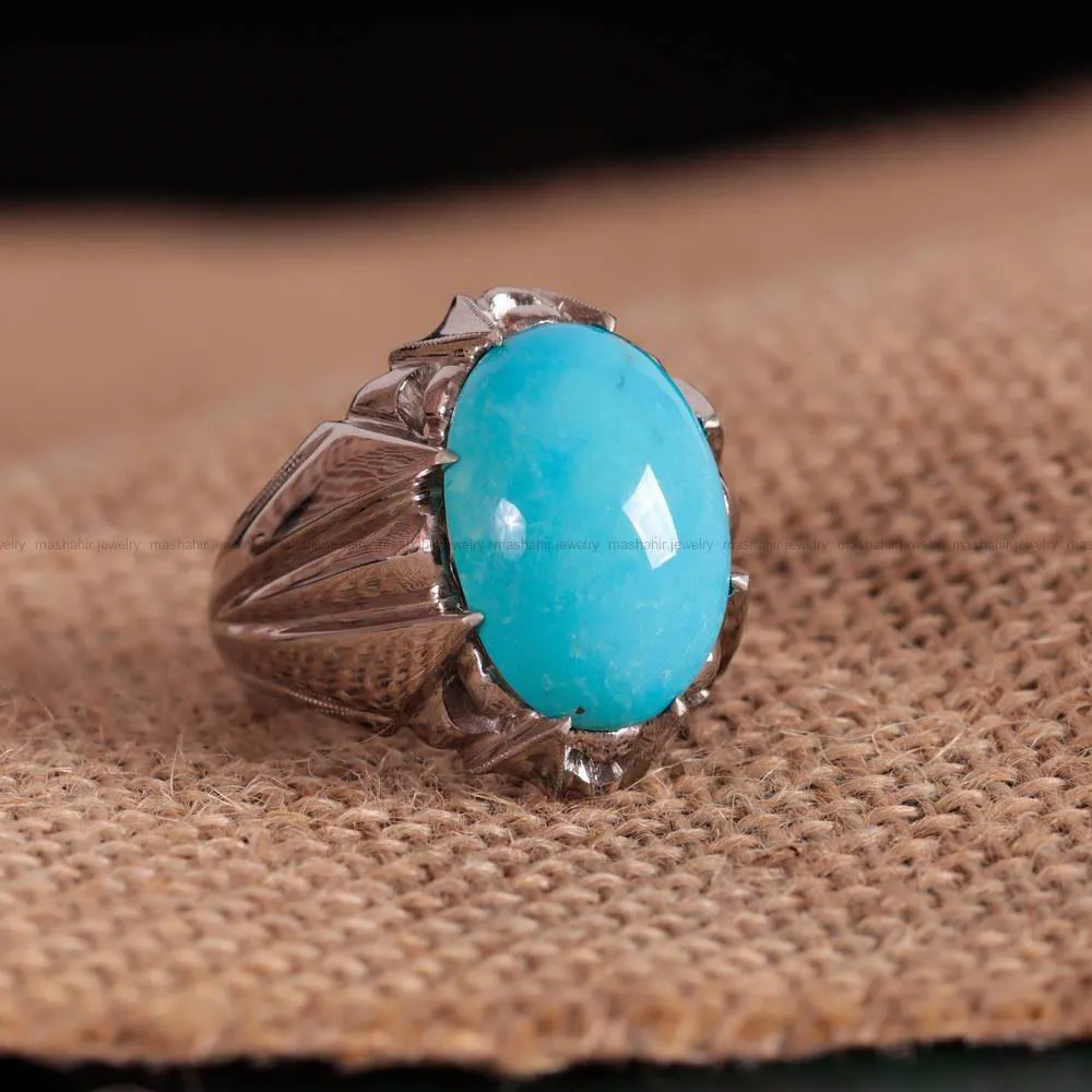 انگشتر فيروزه عجمی مردانه کد 473