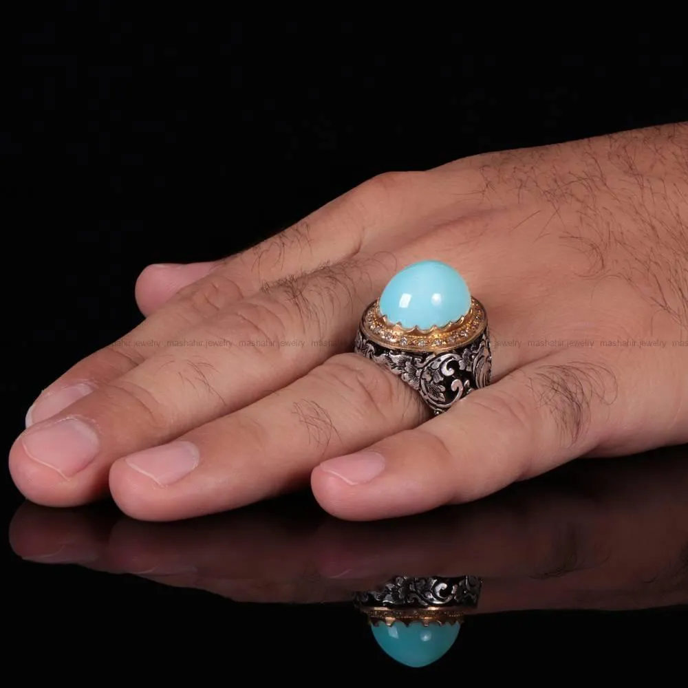 انگشتر فیروزه عجمی مردانه کد 738