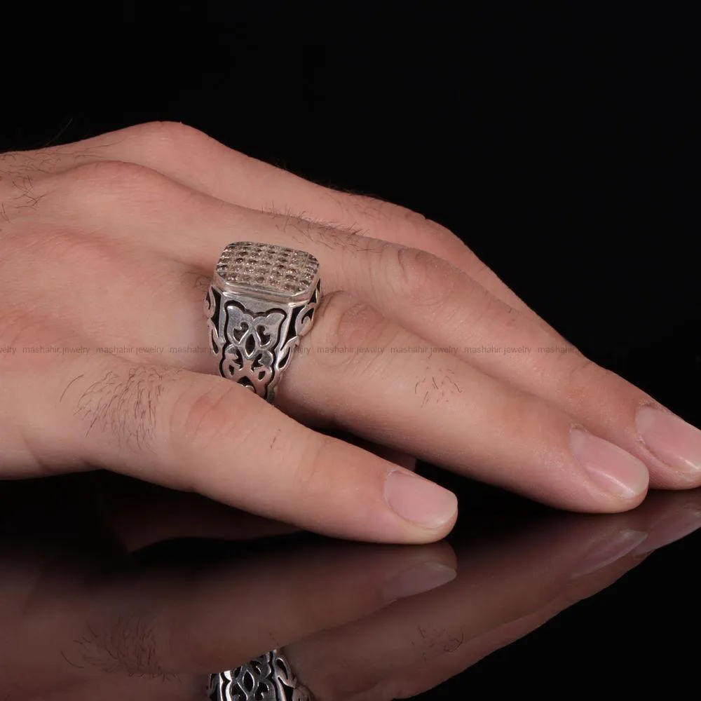 انگشتر صفحه برلیان مردانه کد 762