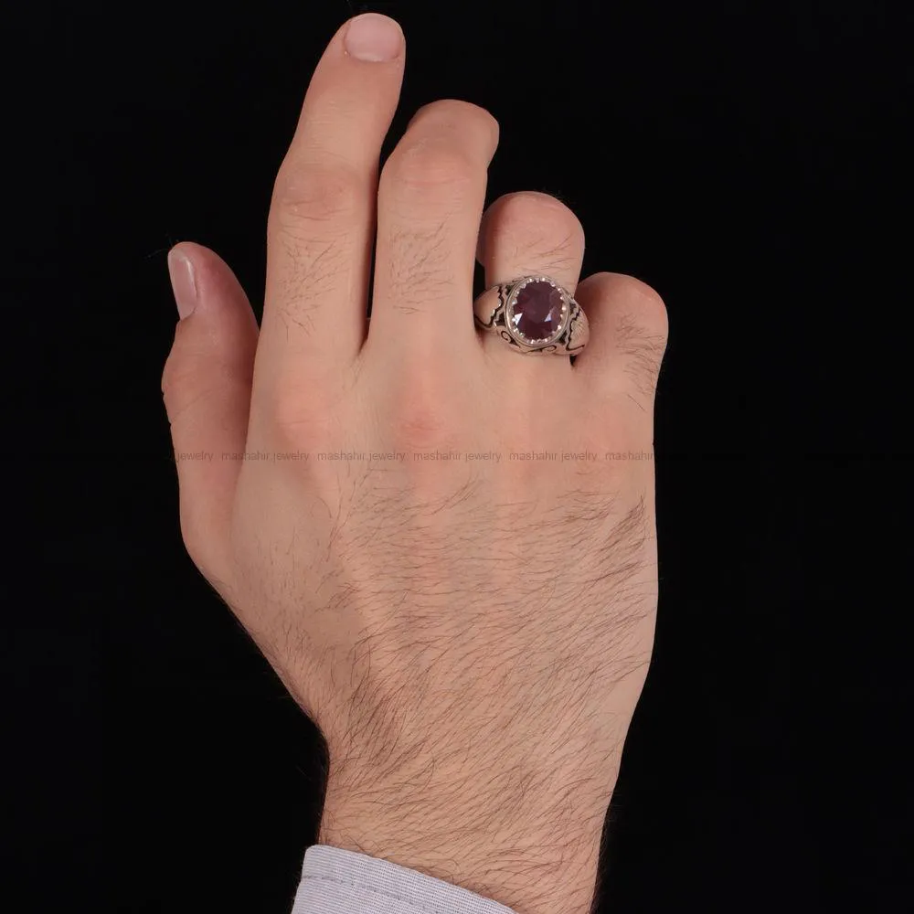 انگشتر یاقوت سرخ مردانه کد 775