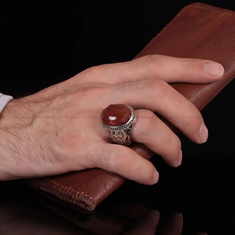 انگشتر عقیق مردانه کد 787