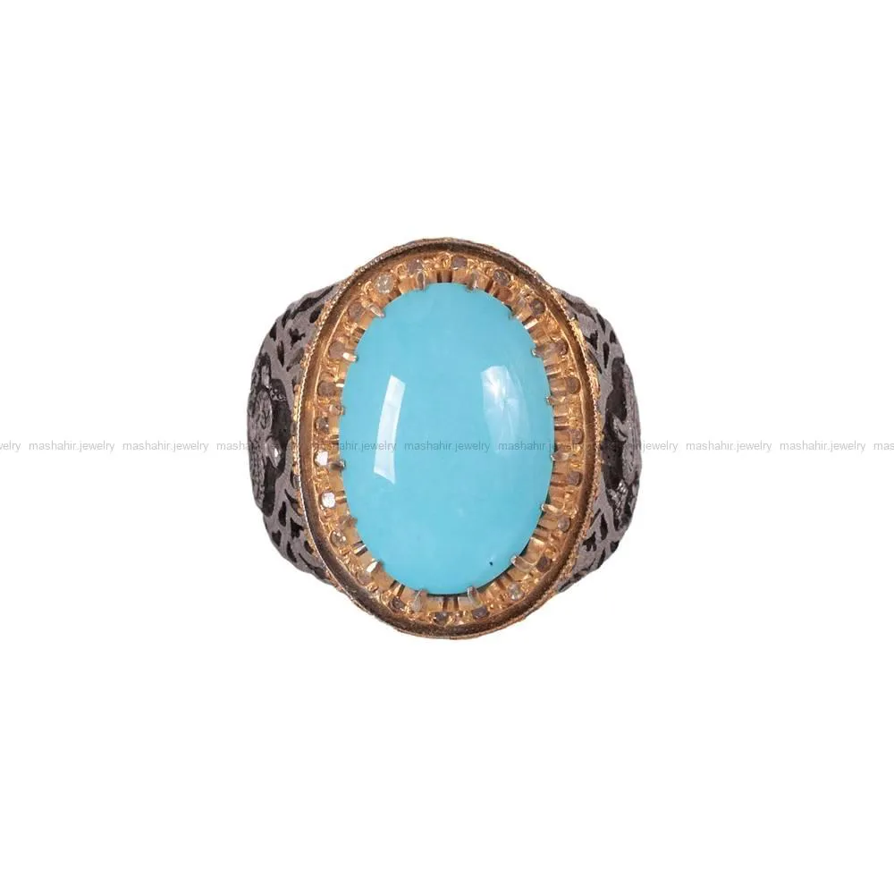 انگشتر فيروزه عجمی مردانه کد 487