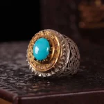 انگشتر فيروزه عجمی مردانه کد 488