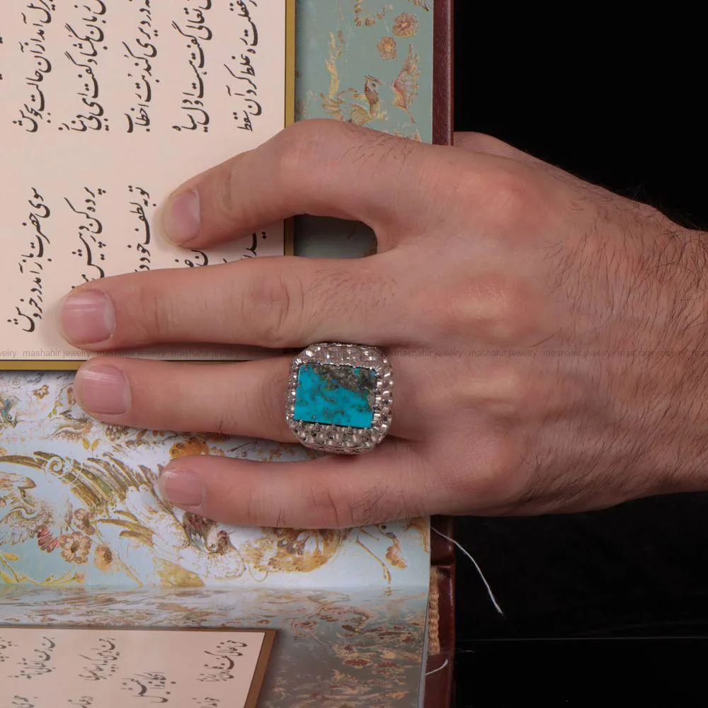 انگشتر فيروزه عجمی مردانه کد 495