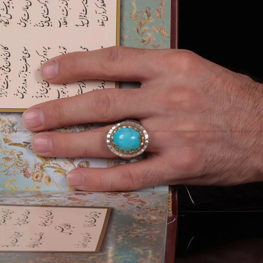 انگشتر فيروزه عجمی مردانه کد 495