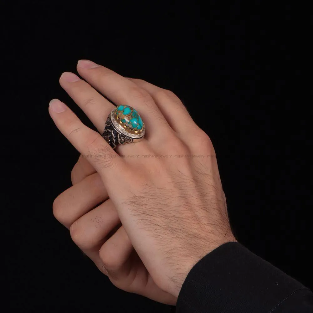 انگشتر فيروزه شجری مردانه کد 974