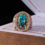 انگشتر فيروزه شجری مردانه کد 498