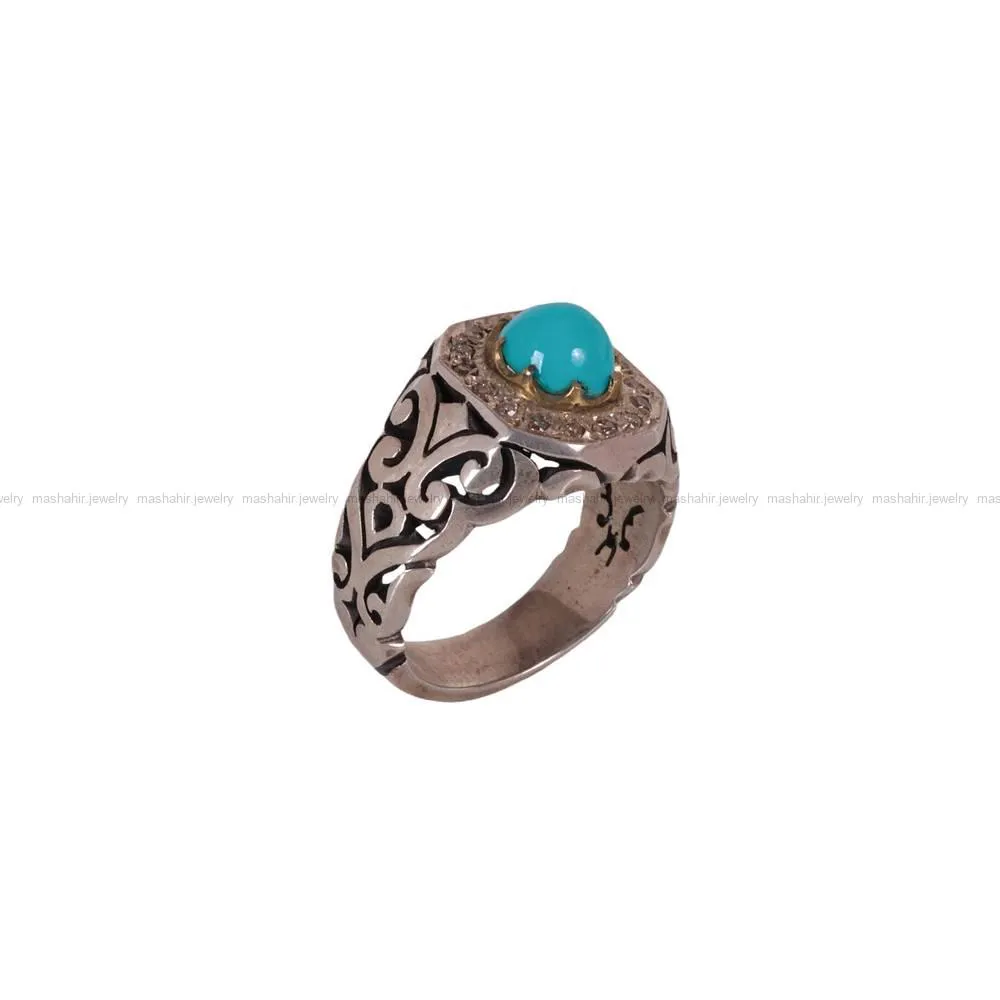 انگشتر فیروزه عجمی مردانه کد 513