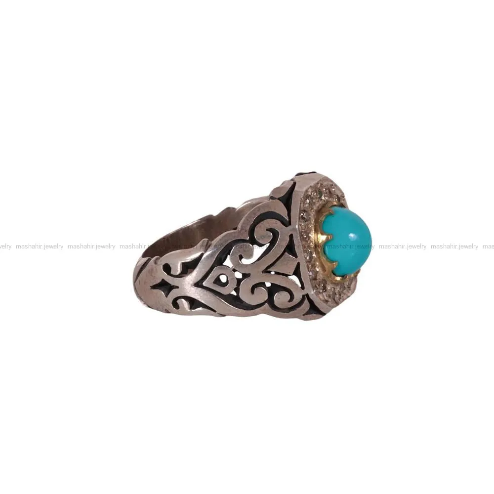 انگشتر فیروزه عجمی مردانه کد 513