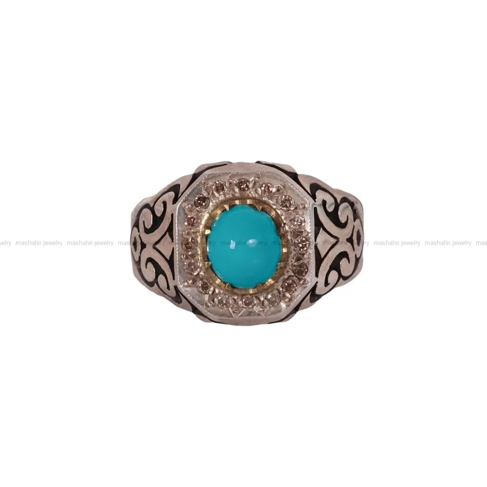 انگشتر فیروزه عجمی مردانه کد 513