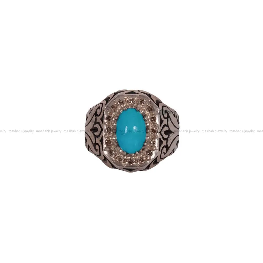 انگشتر فیروزه عجمی مردانه کد 515