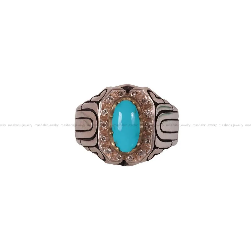 انگشتر فیروزه عجمی مردانه کد 516