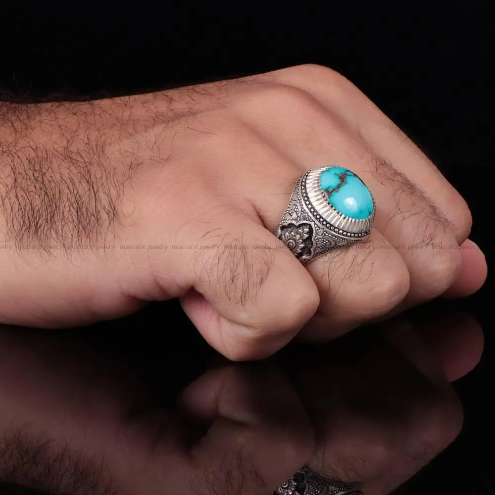 انگشتر فیروزه شجری مردانه کد 519