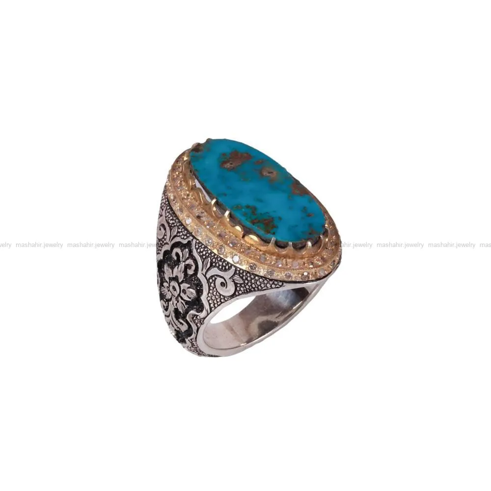 انگشتر فیروزه شجری مردانه کد 522