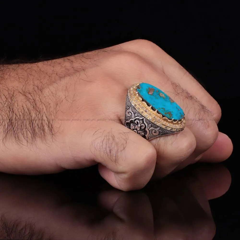 انگشتر فیروزه شجری مردانه کد 522