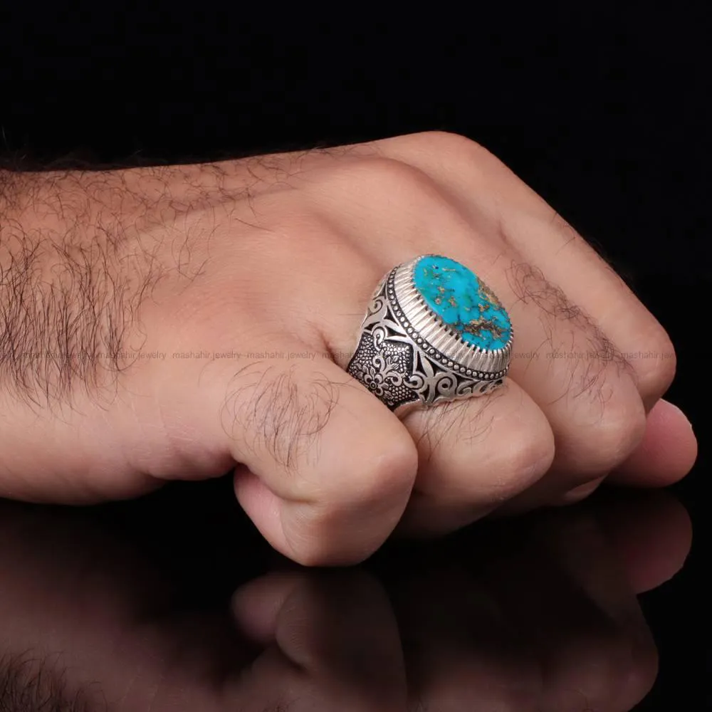انگشتر فیروزه شجری مردانه کد 523