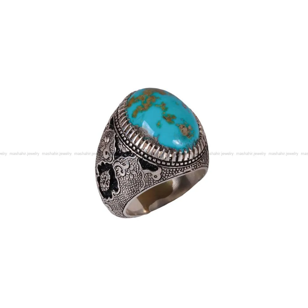 انگشتر فیروزه شجری مردانه کد 525
