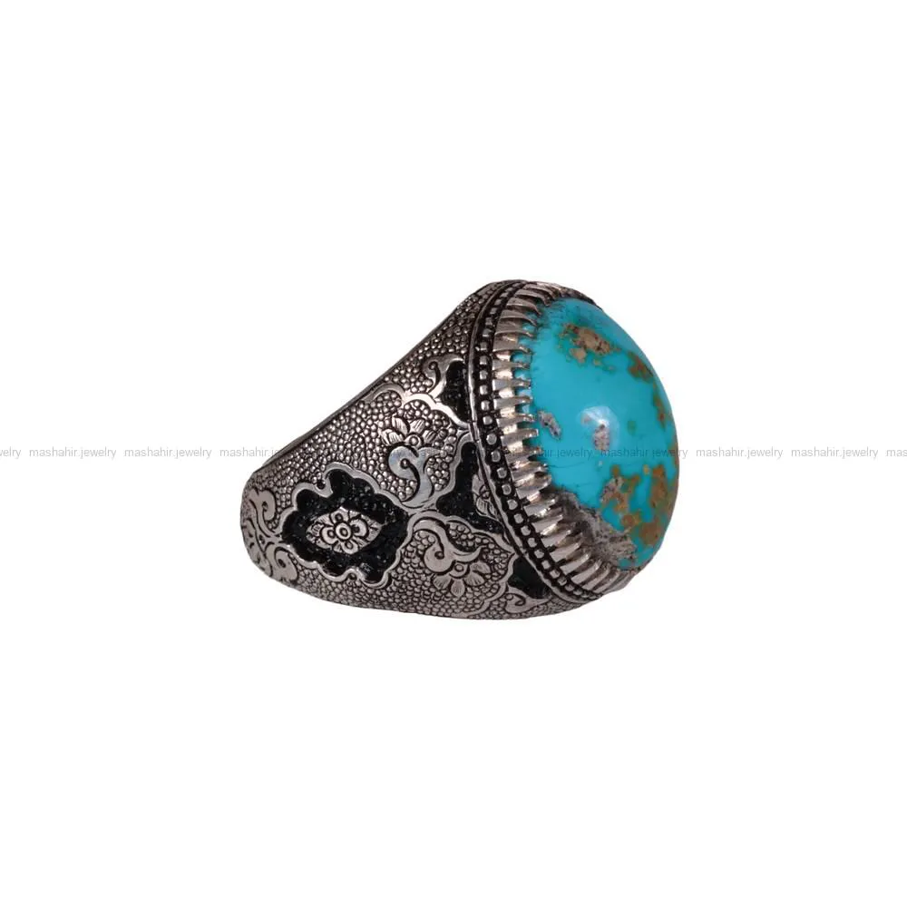 انگشتر فیروزه شجری مردانه کد 525